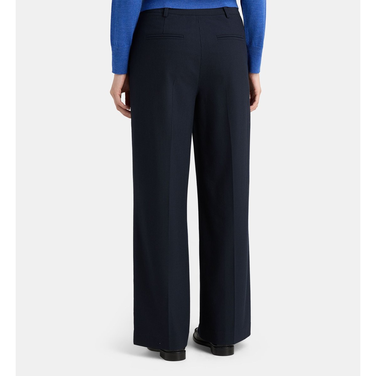 Pantalon large myster pli rayures bleu marine, JODHPUR