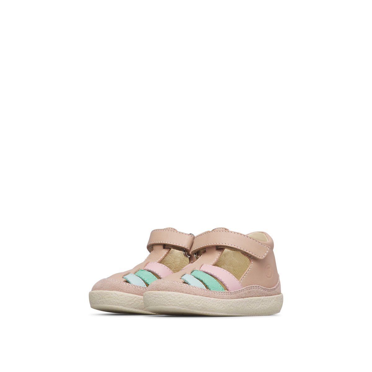 Sandales semi-fermées en cuir et en daim AURIX rose poudré-, FALCOTTO