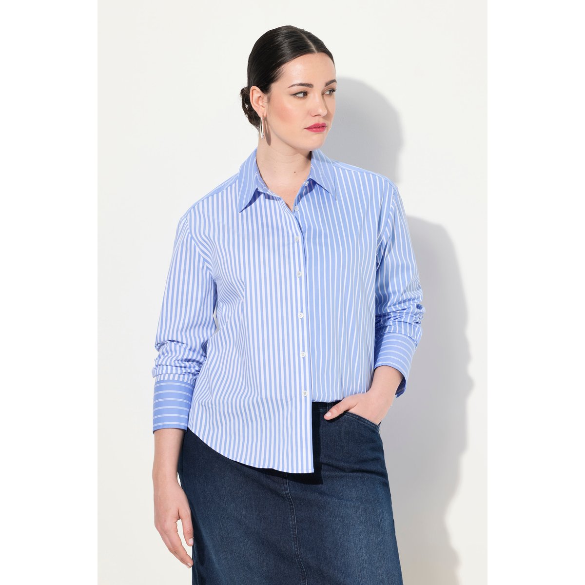 Chemisier oversize, jeu de rayures bleu clair, ULLA POPKEN