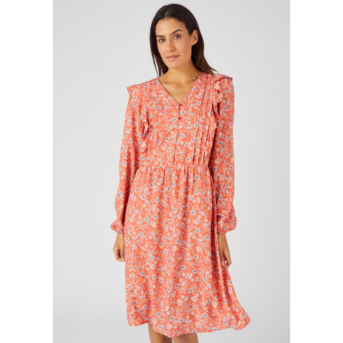 Robe-chemise fibres pure viscose Lenzing(TM) rouge terracotta fleuri, DAMART