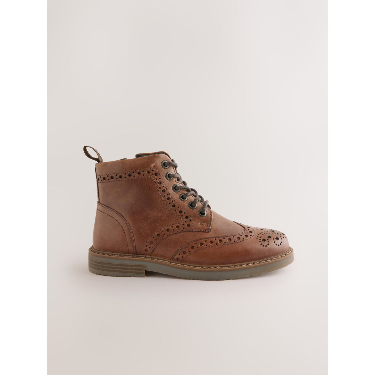 Bottines richelieu en cuir à lacets marron fauve, NEXT