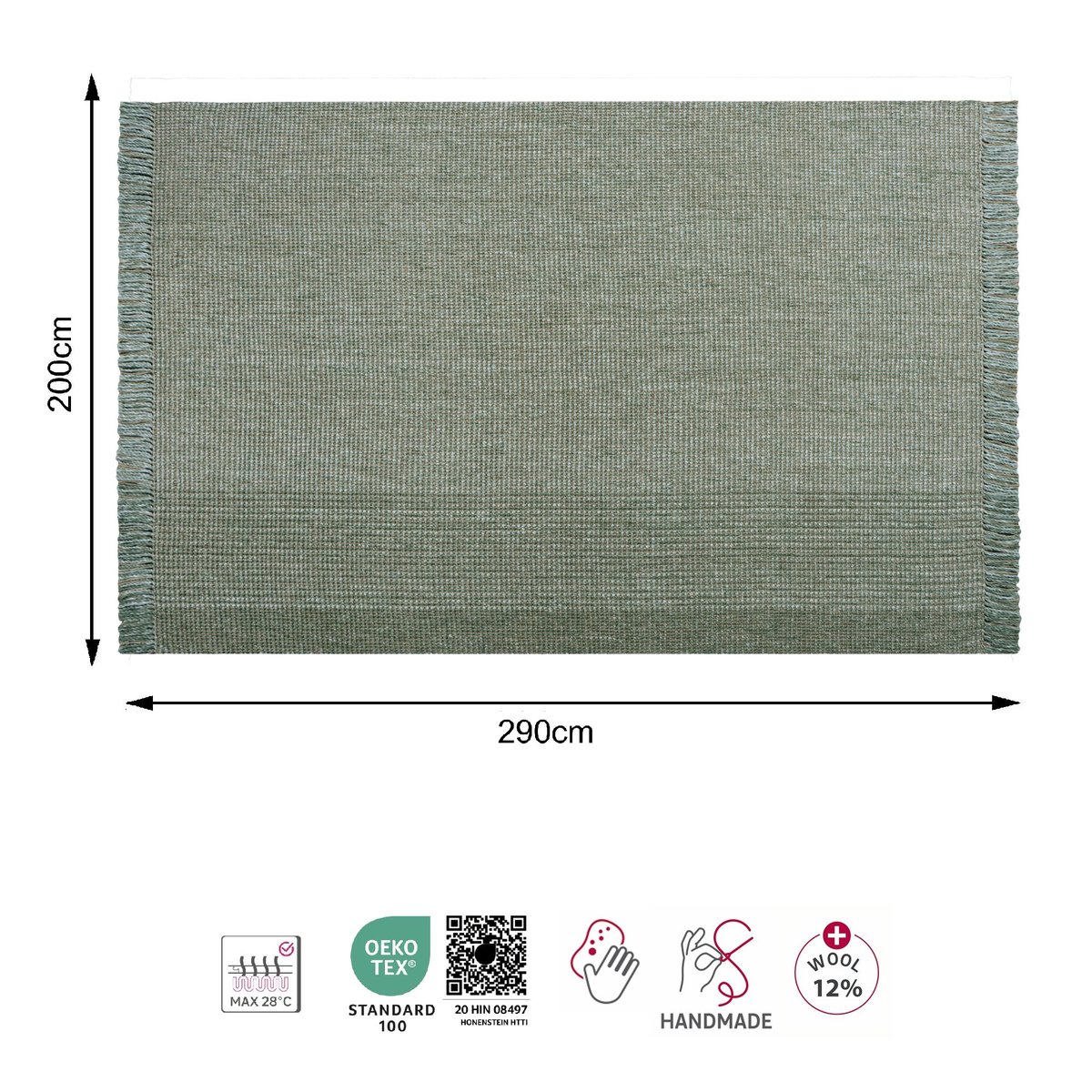 Tapis en jute, COMFY vert, INSPIRE