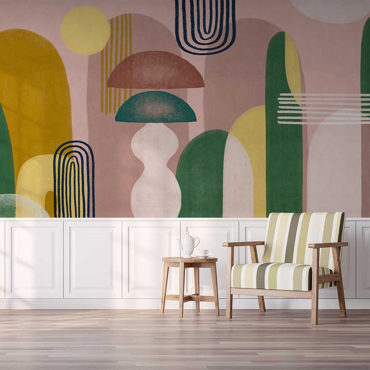 Papier peint panoramique Lava Lamp Rose & Menthe rose, HEXOA
