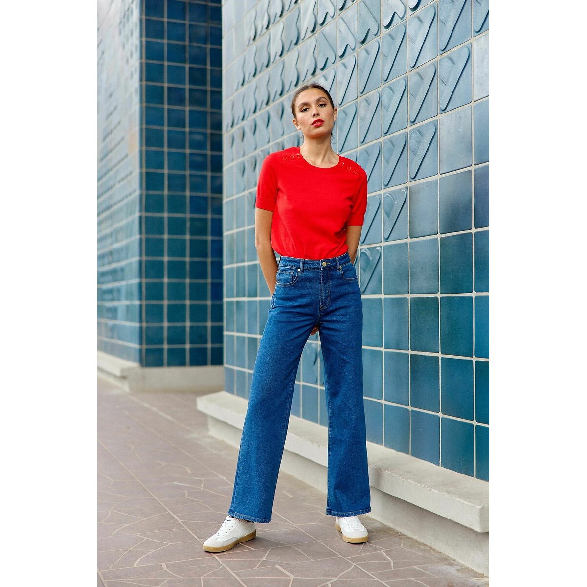 Jean mom denim stretch ZEPHYR denim délavé, LA PETITE ETOILE