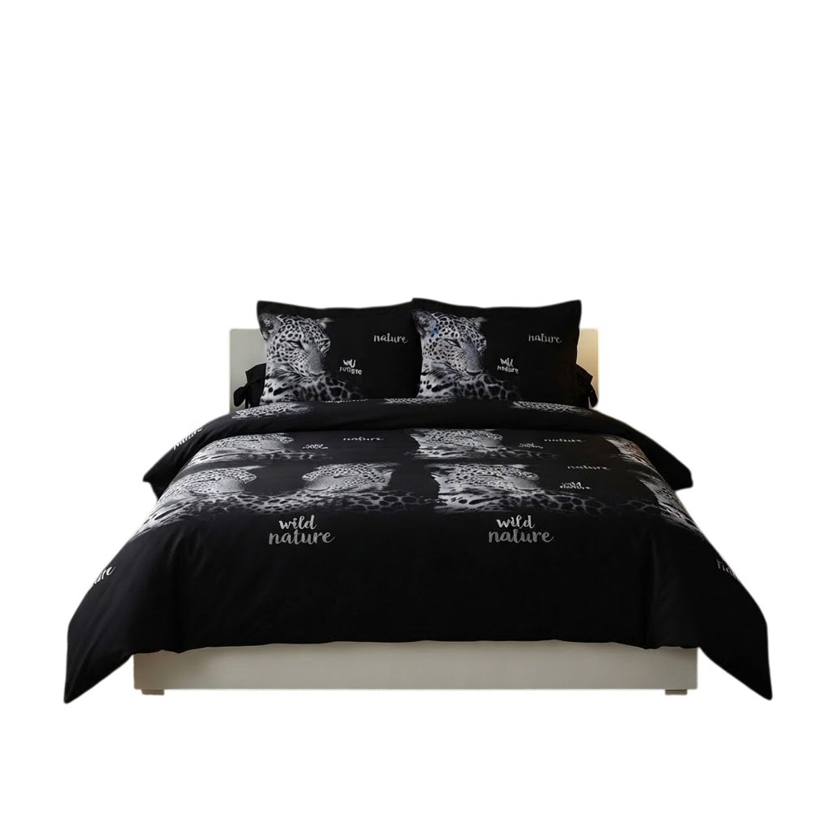 Housse de couette 6 pieces wild Leopard noir, EDEN