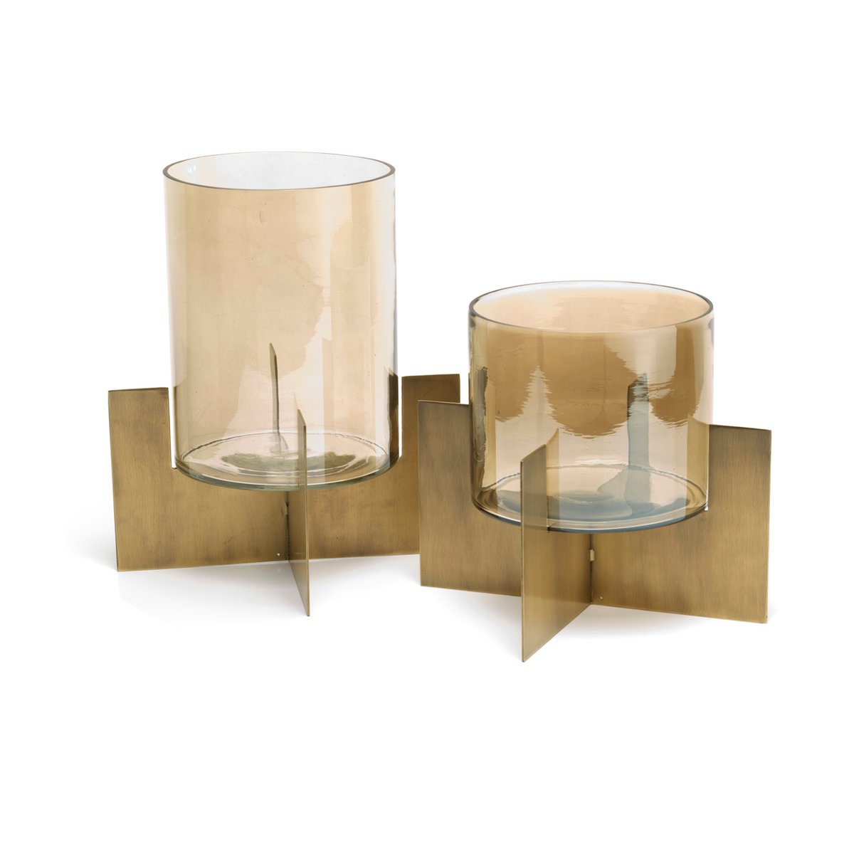 Bougeoir en laiton et verre HURRICANE X or, BAZAR BIZAR