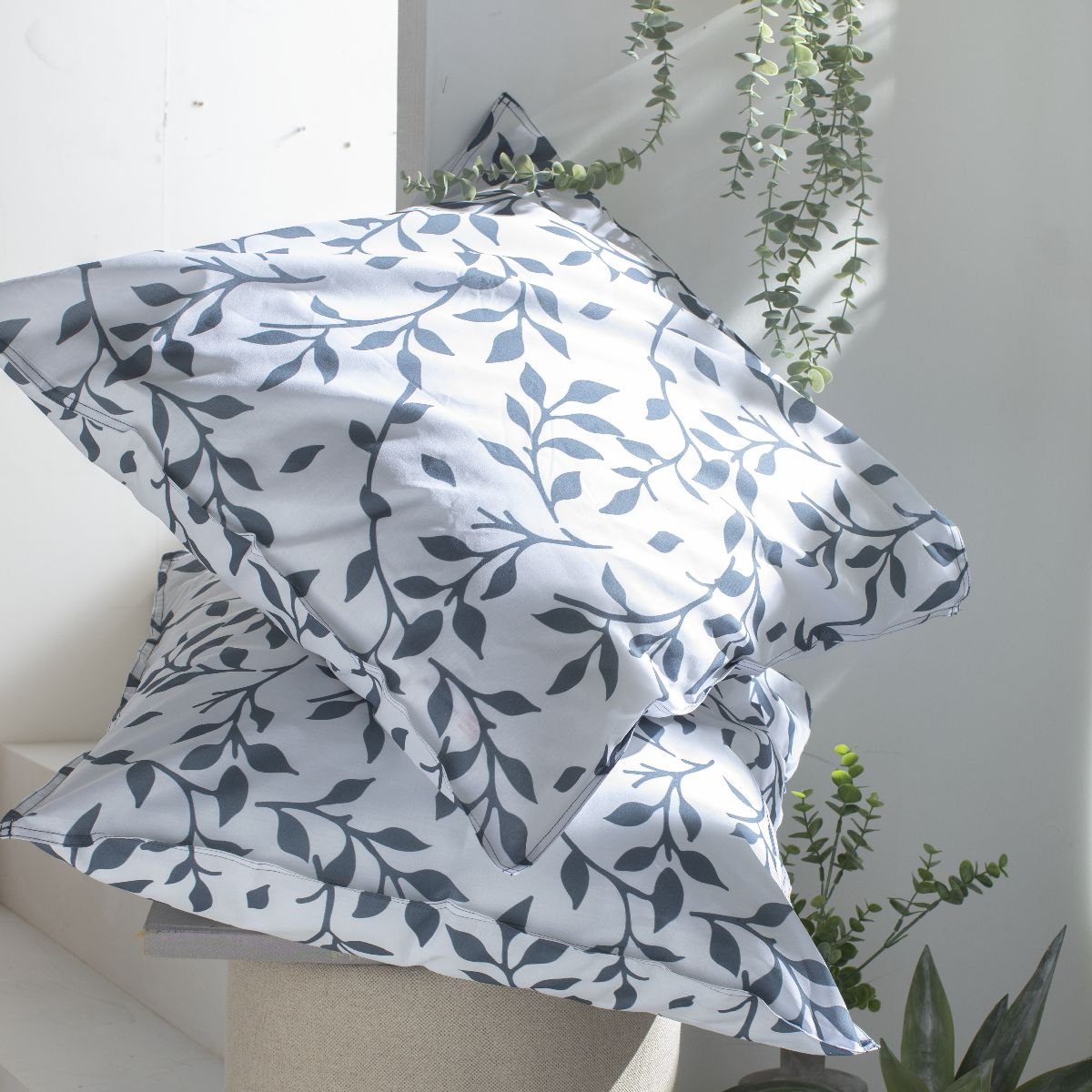 Parure de lit FLOWER GARDEN bleu gris, TODAY