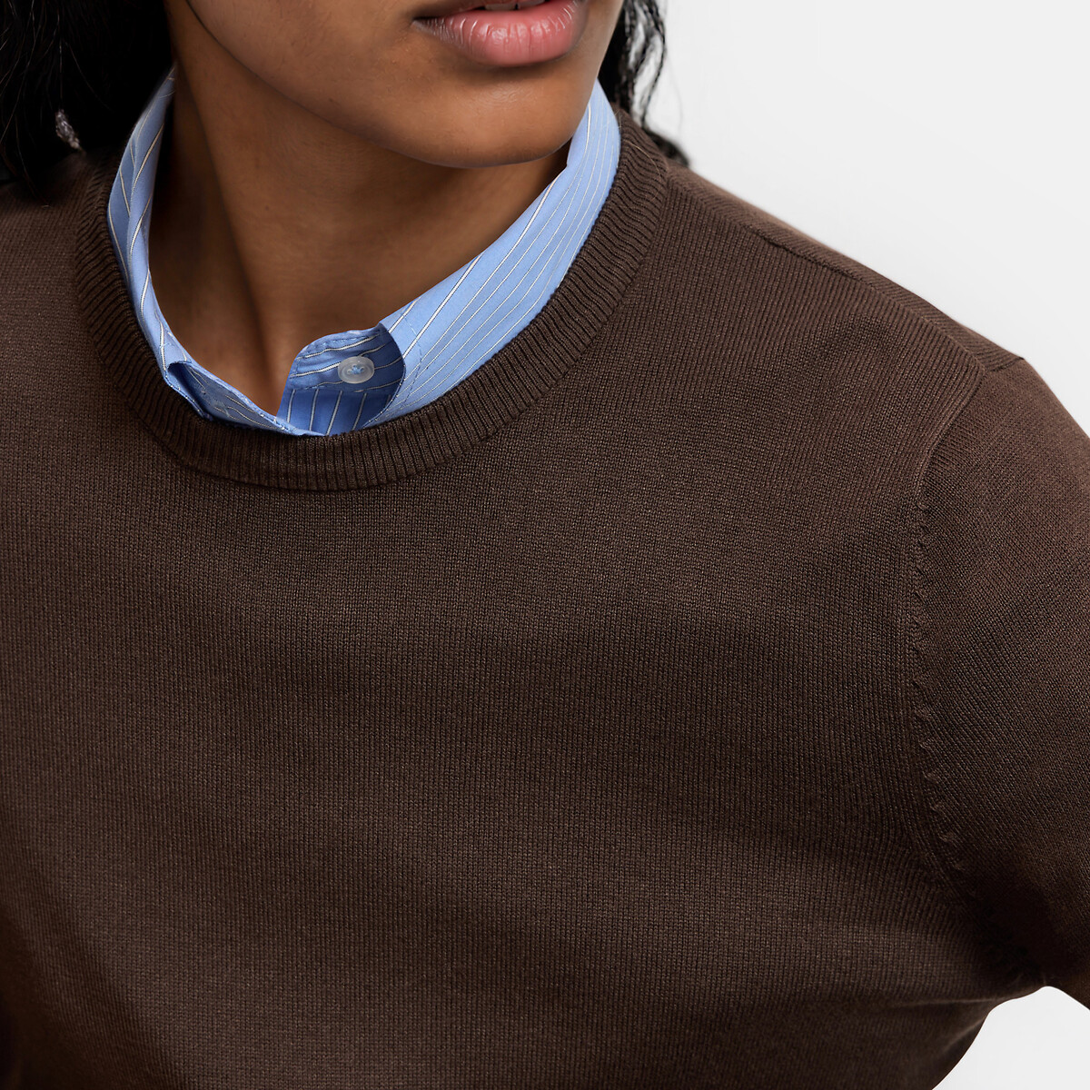 Jersey de cuello redondo, manga larga marrón oscuro, LA REDOUTE COLLECTIONS