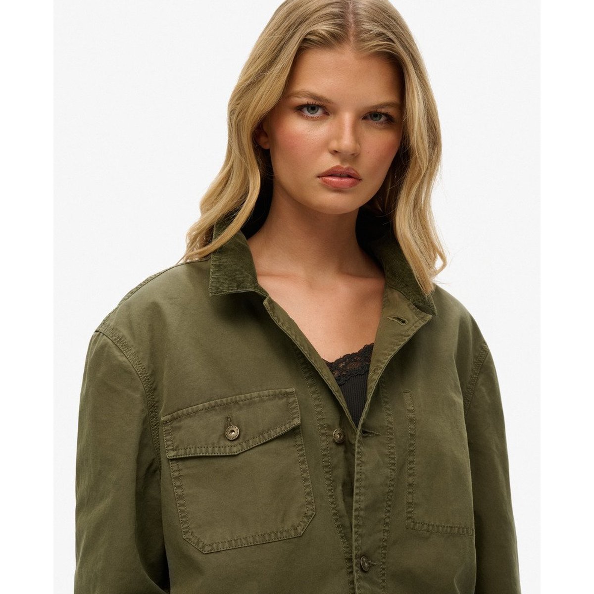 The Merchant Store - Veste de travail oversize en coton vert ciboulette, SUPERDRY
