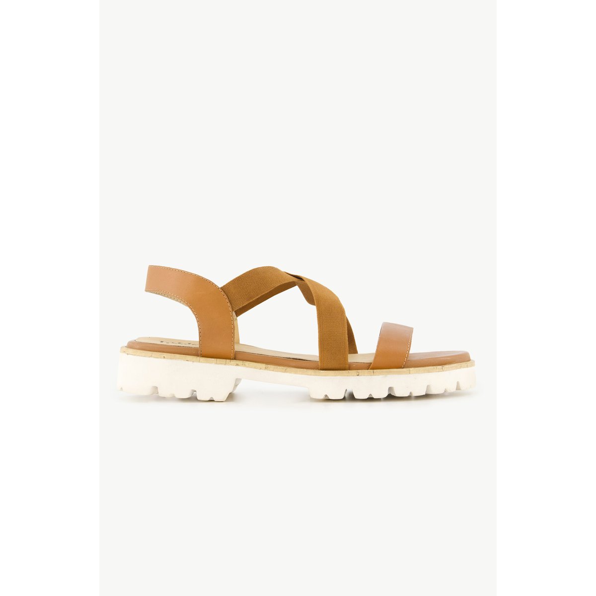 Sandales en cuir à brides élastiques , pied large cognac, ULLA POPKEN