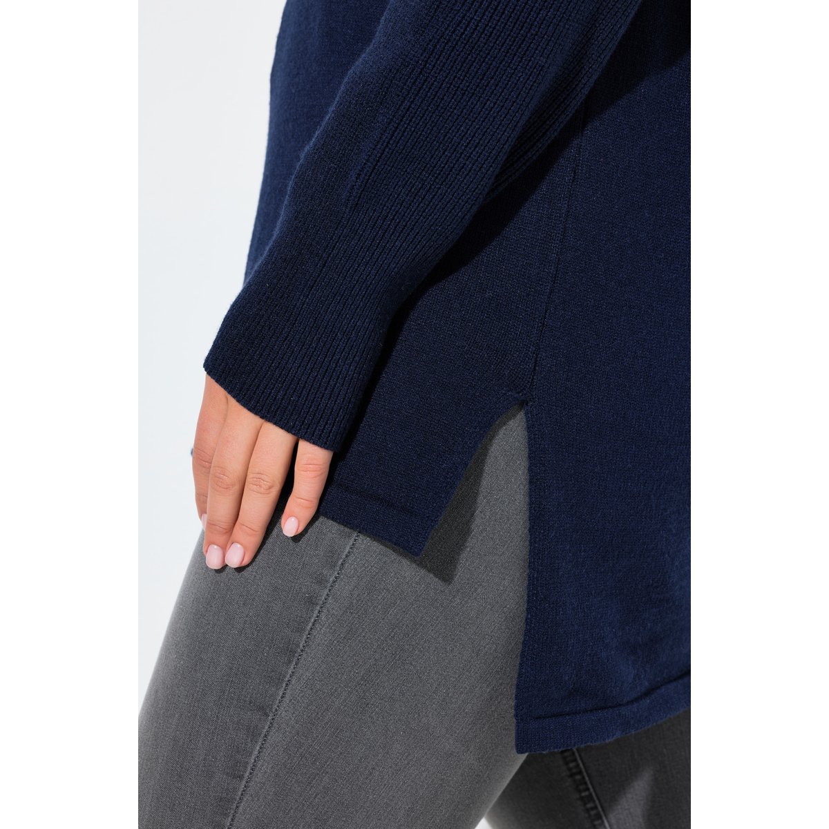 Sweat à capuche en tricot, manches longues bleu encre, ULLA POPKEN