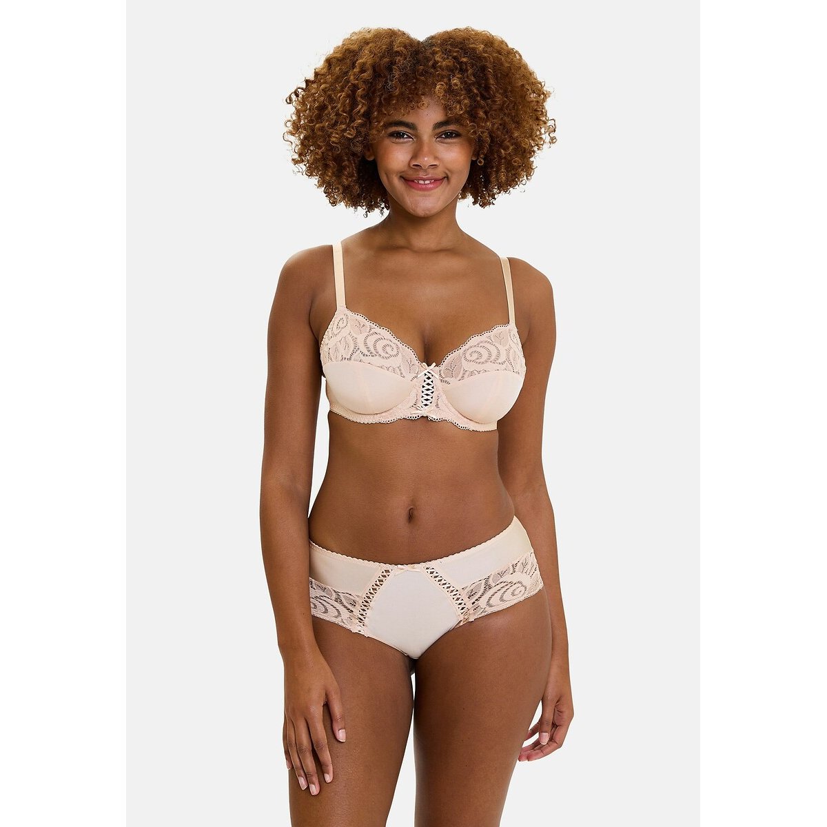 Shorty microfibre et dentelle Amélie beige, SANS COMPLEXE