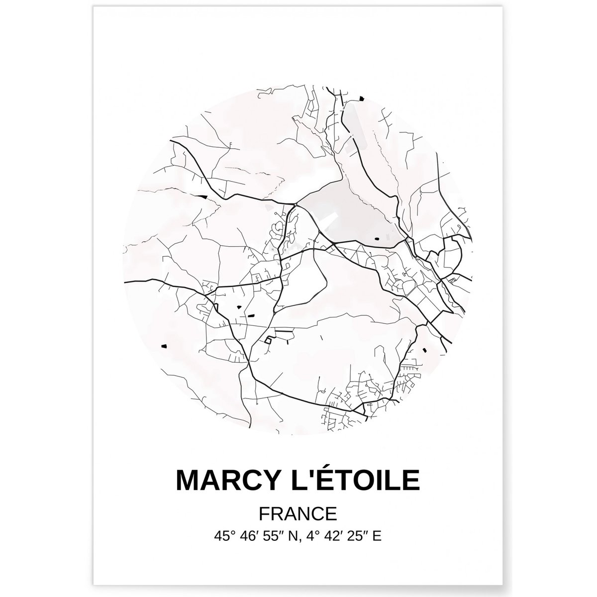 Affiche Carte Marcy l'Étoile blanc, L'AFFICHERIE