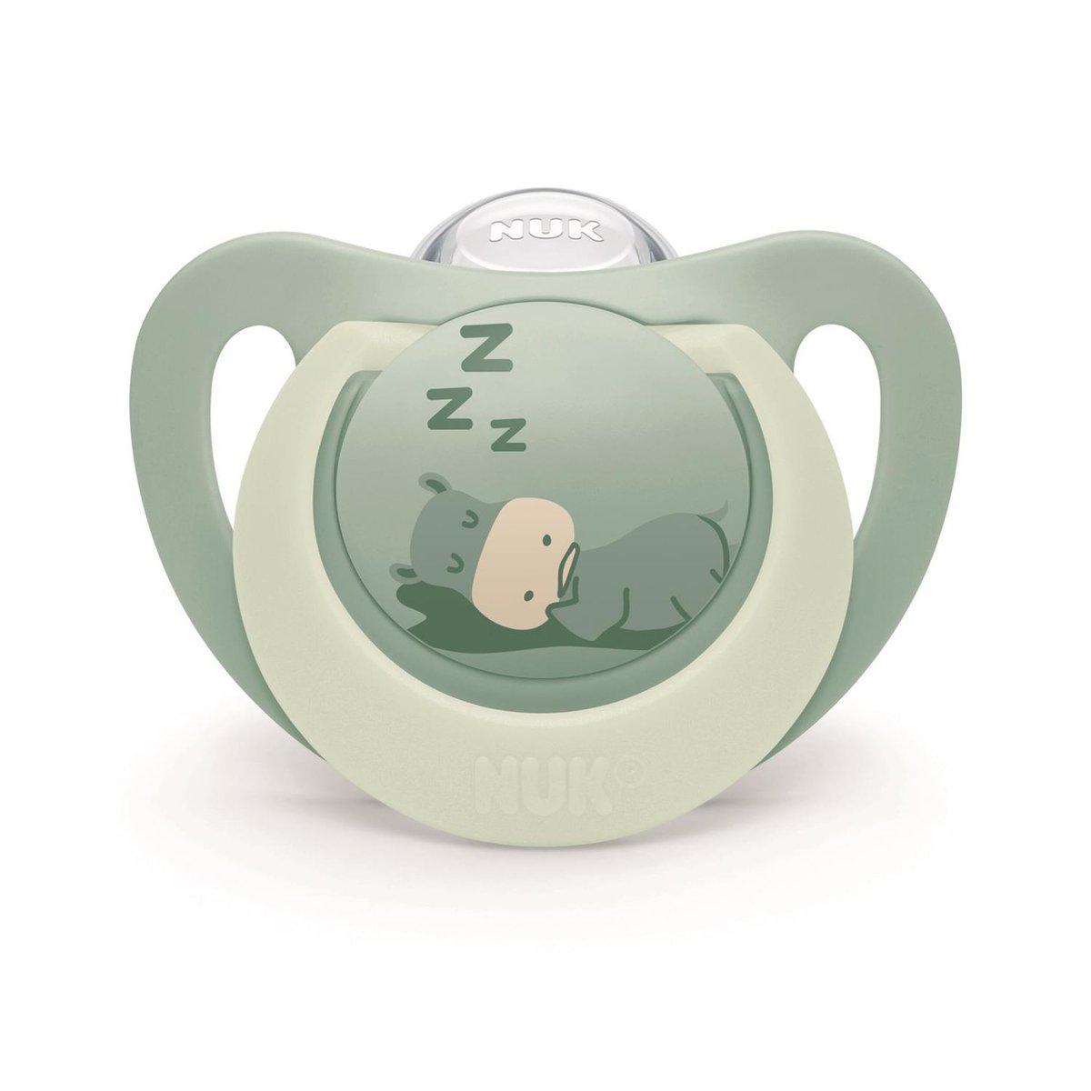 Lot de 2 sucettes nuit phosphorescentes First Choice 6-18 mois hippo-koala, NUK