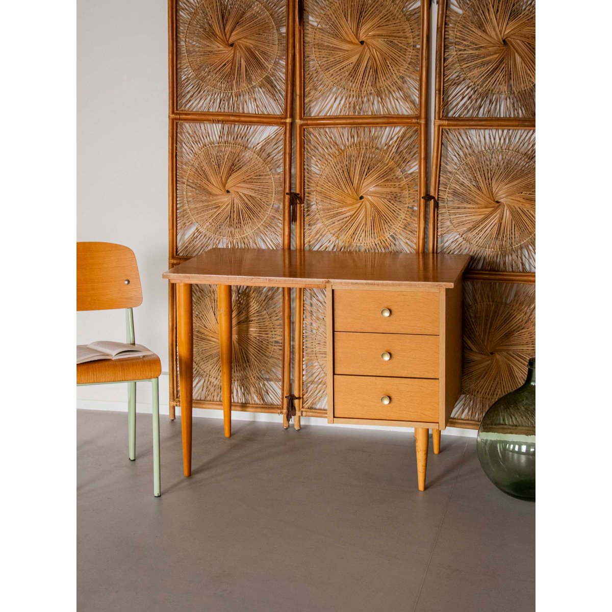 Bureau au style scandinave Yvan N°556 - Bon état bois clair, DEBONGOUT