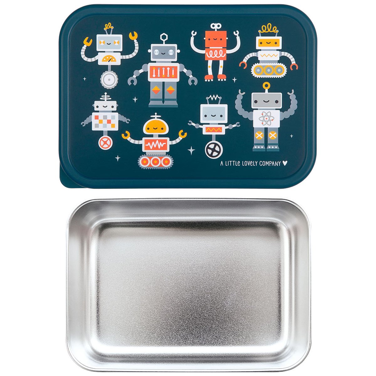 Lunch box en acier inoxydable bleu, orange, rouge, A LITTLE LOVELY COMPANY
