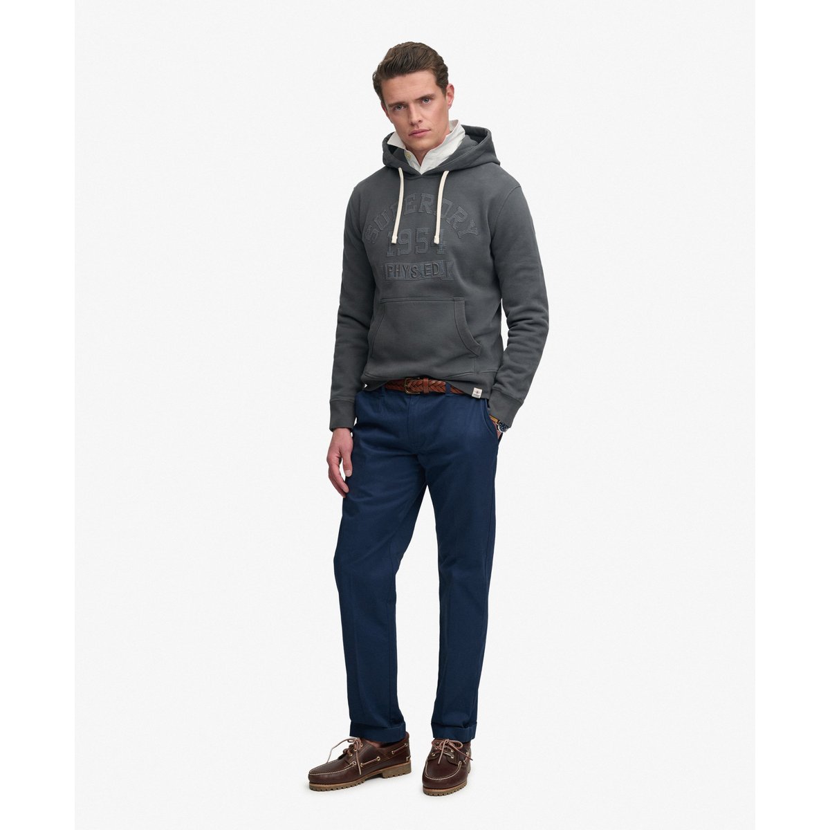 Sweat à capuche Tonal Applique coupe décontractée noir délavé, SUPERDRY