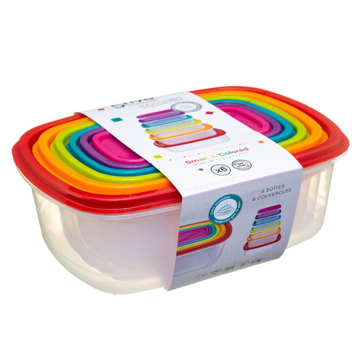 Lot de 6 boîtes de conservation avec couvercles COLORS multicolore, 5FIVE SIMPLY SMART
