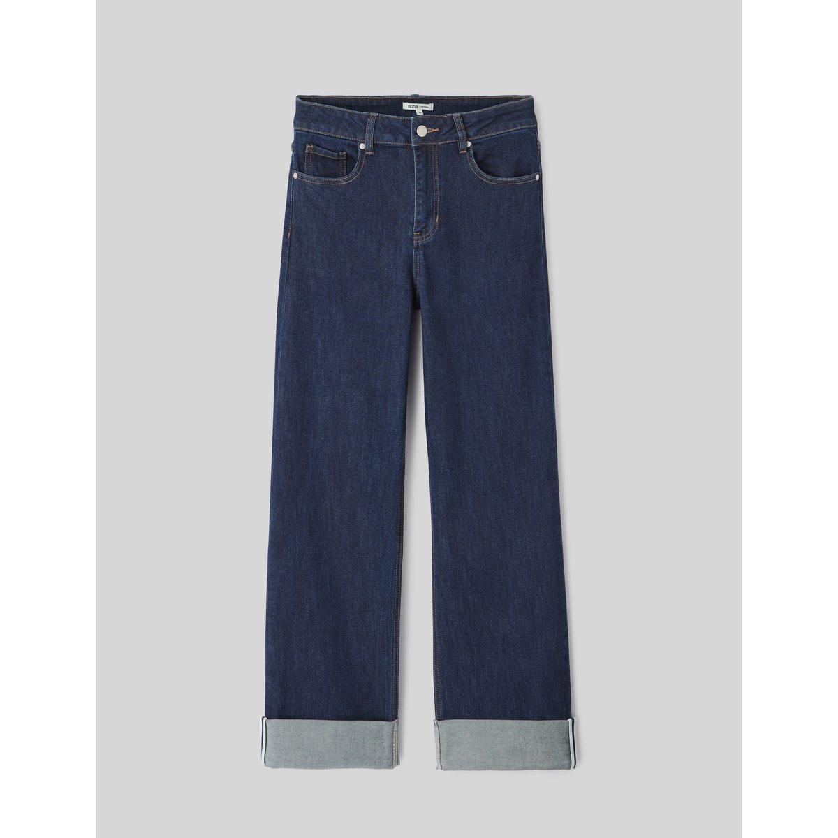 Jean straight revers bleu moyen, BZB