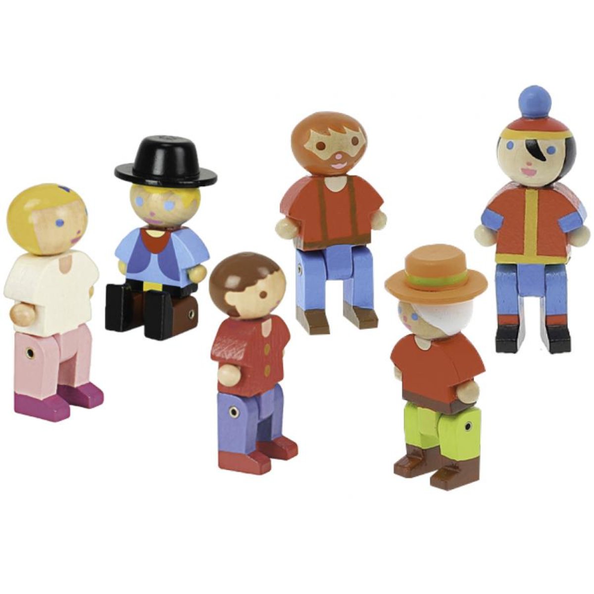 6 personnages en bois de univers bleu, JEUJURA