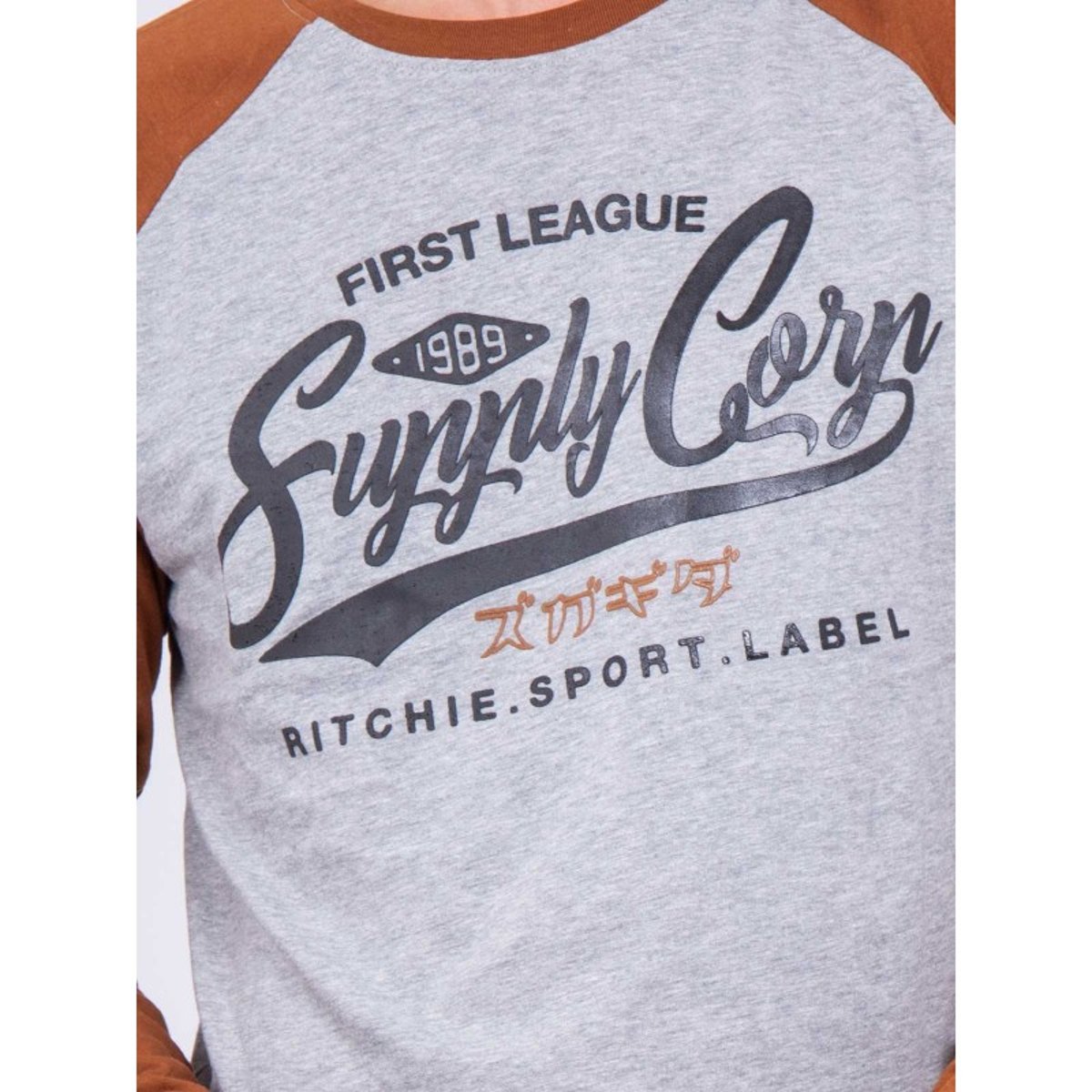 T-shirt Manches Longues Col Rond Pur Coton Jandat marron, RITCHIE