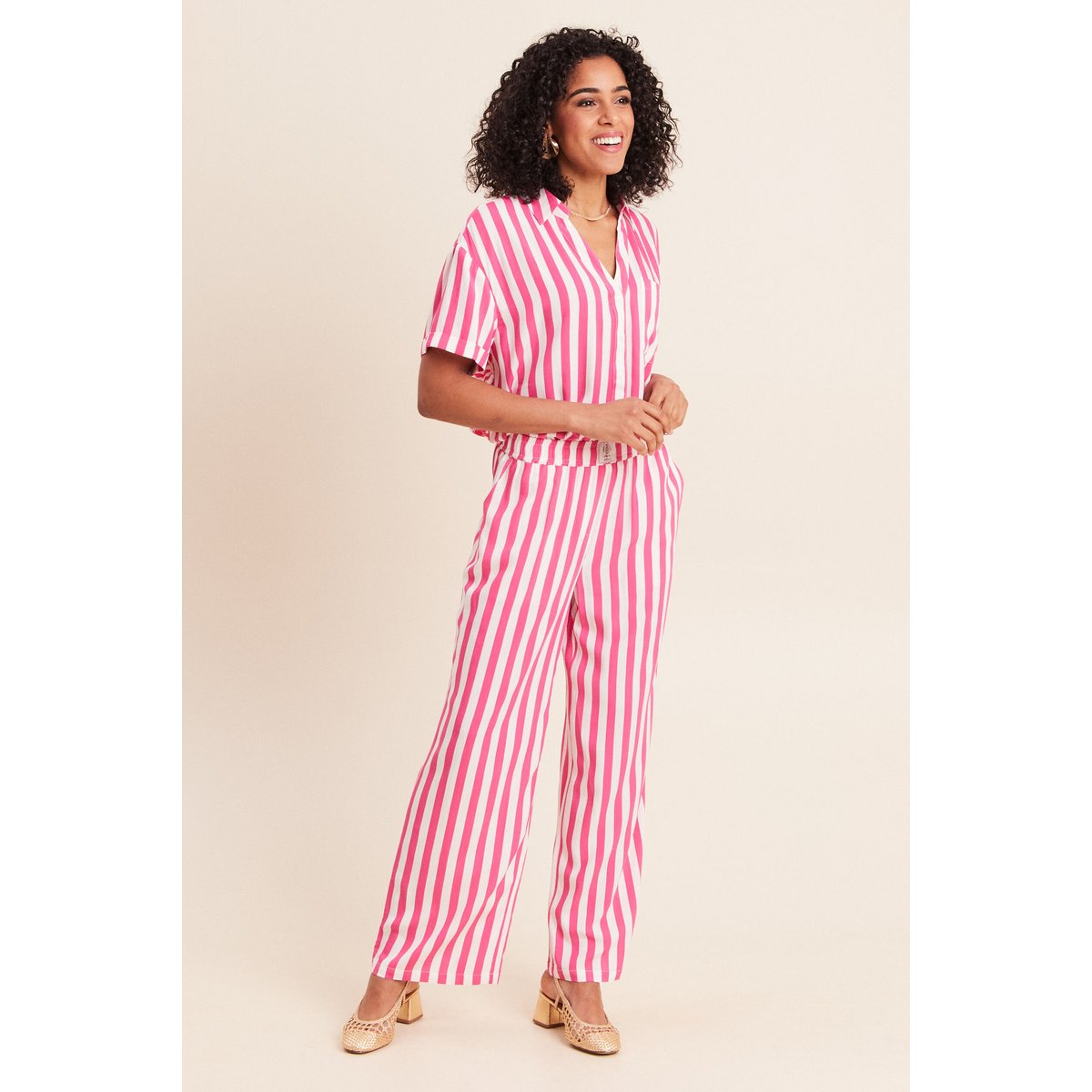 Pantalon fluide et large taille standard rose fushia, BREAL
