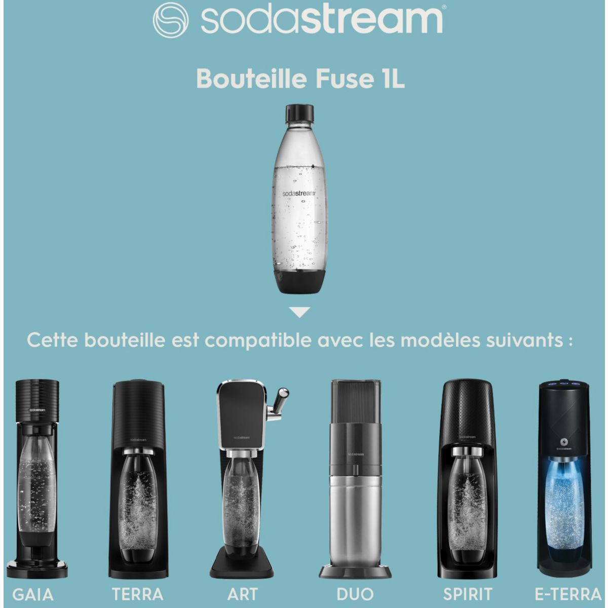 Bouteille 1L lave-vaisselle Fuse Métal couleur unique, SODASTREAM