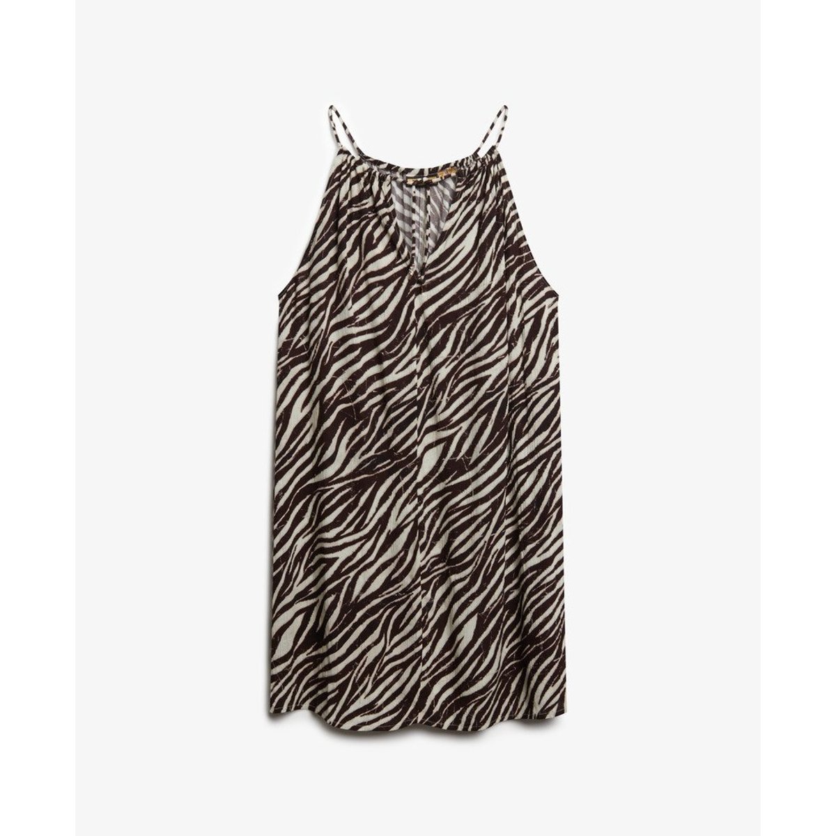 Mini robe caraco de plage marron zèbre, SUPERDRY