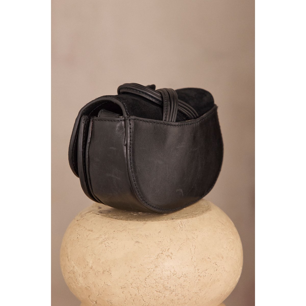 Sac en cuir MARIUS MINI noir, Maison 123