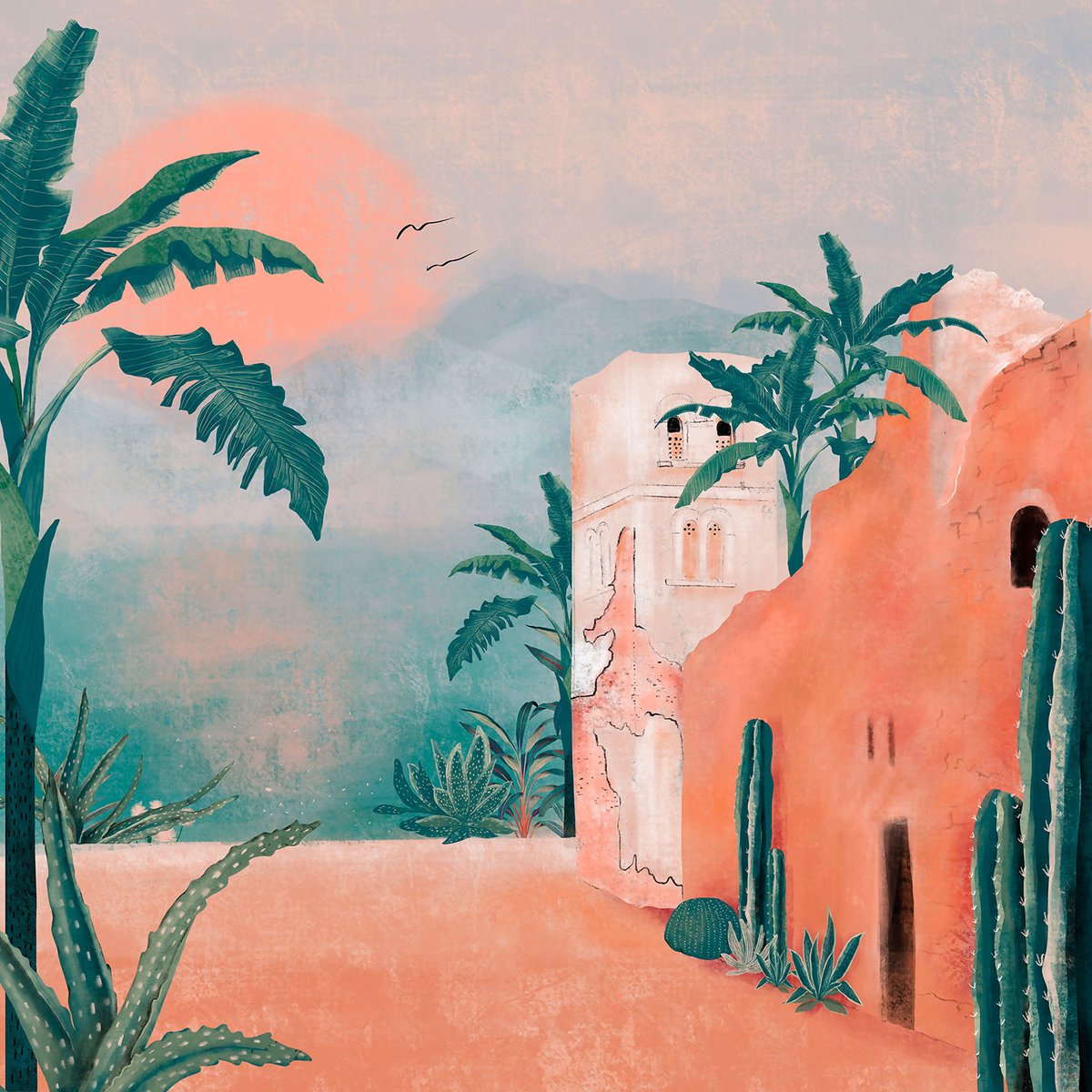 Tableau Affiche illustration ambiance la mamounia tableau alu dibond, HEXOA