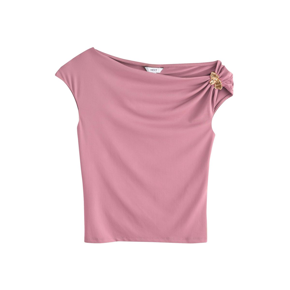Haut doux asymétrique et finition métal rose, NEXT