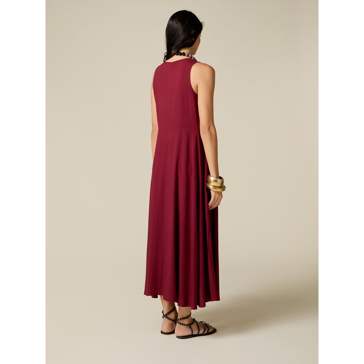 Robe longue en viscose burgundy, OLTRE