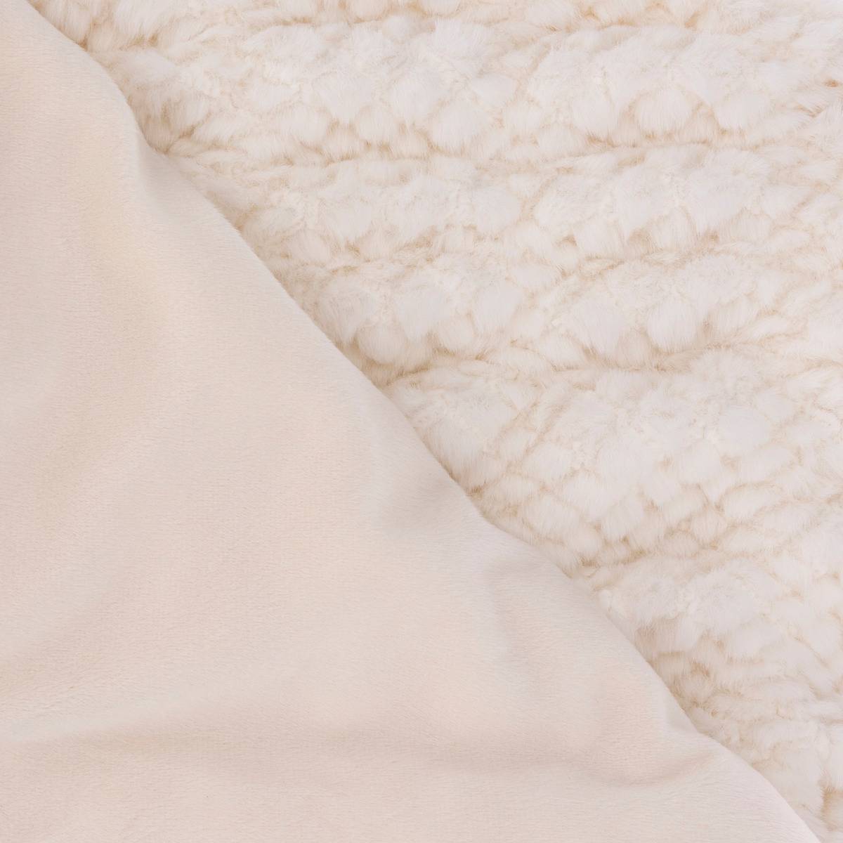 Plaid effet imitation fourrure embossé 125X150cm beige lin, FEERIC LIGHTS & CHRISTMAS