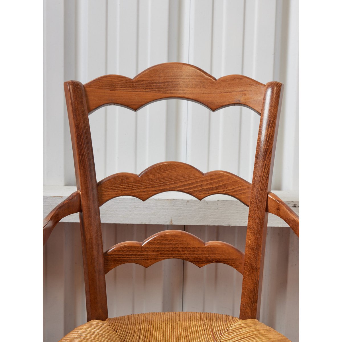Fauteuil campagne en paille Ernest N°1077 - Bon état bois foncé, DEBONGOUT