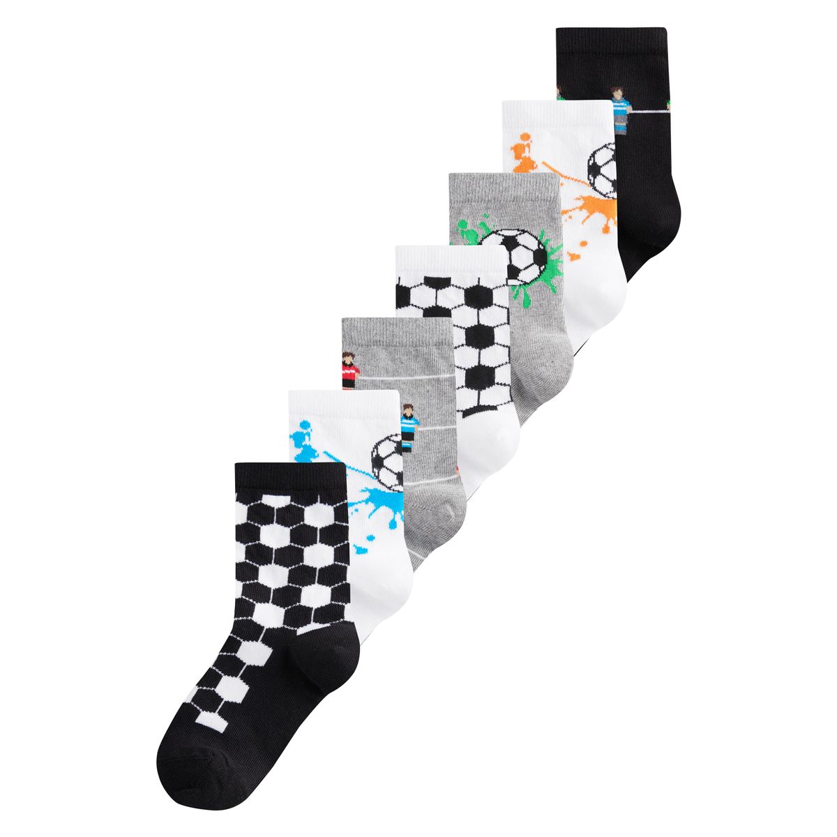 Chaussettes en coton majoritaire, lot de 7 ballon de football noir/gris/blanc, NEXT