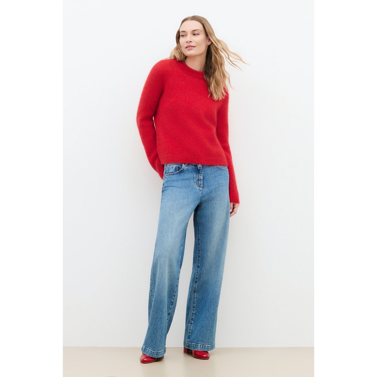 Pull droit col rond laine MCRISTIE rouge, CAROLL