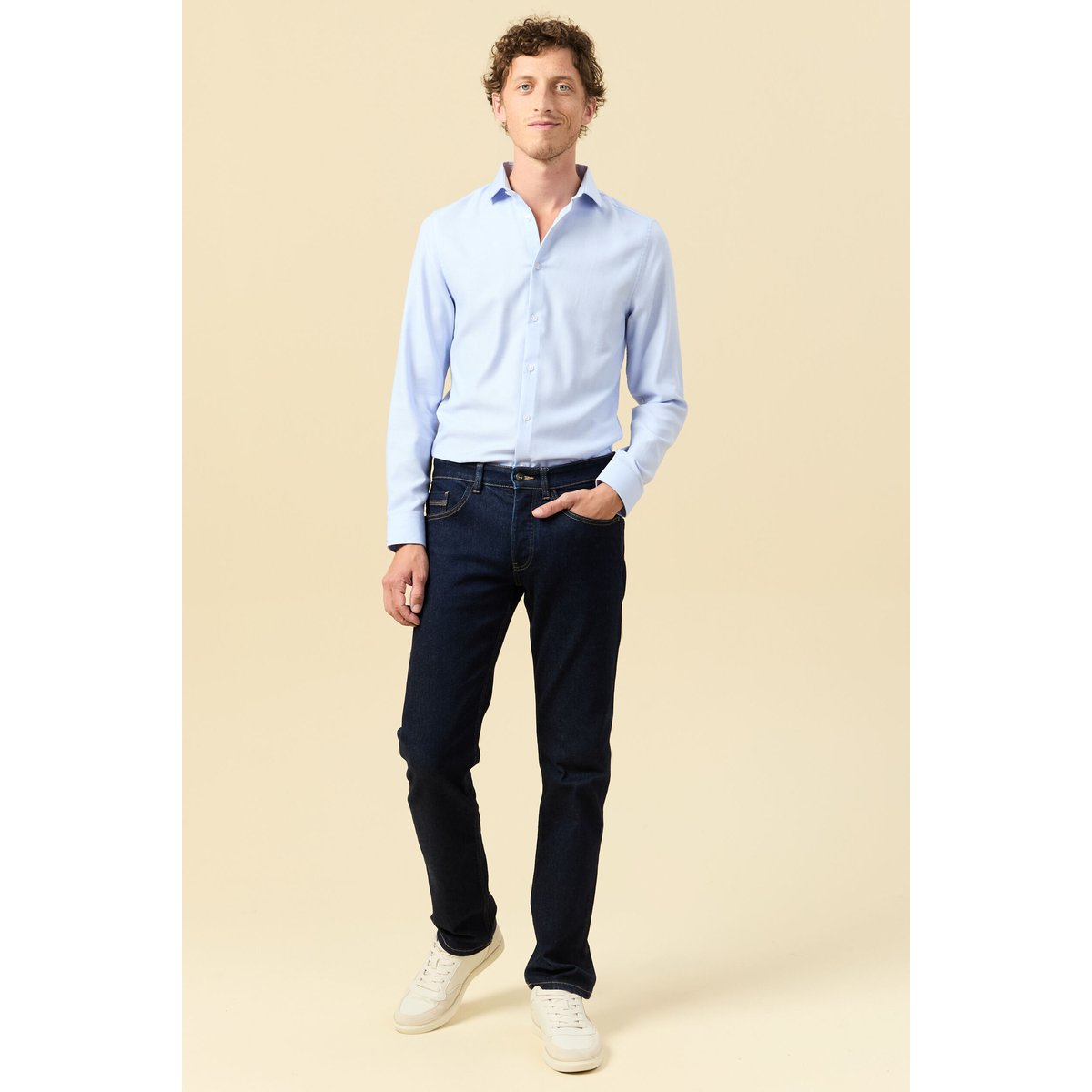 Chemise cintrée manches longues bleu ciel, BONOBO