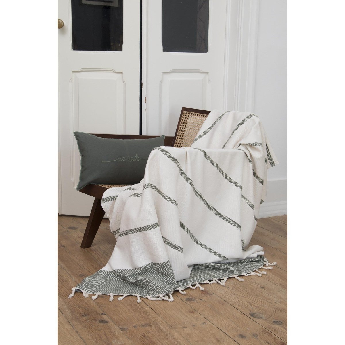 Plaid coton LIV vert olive, FEBRONIE
