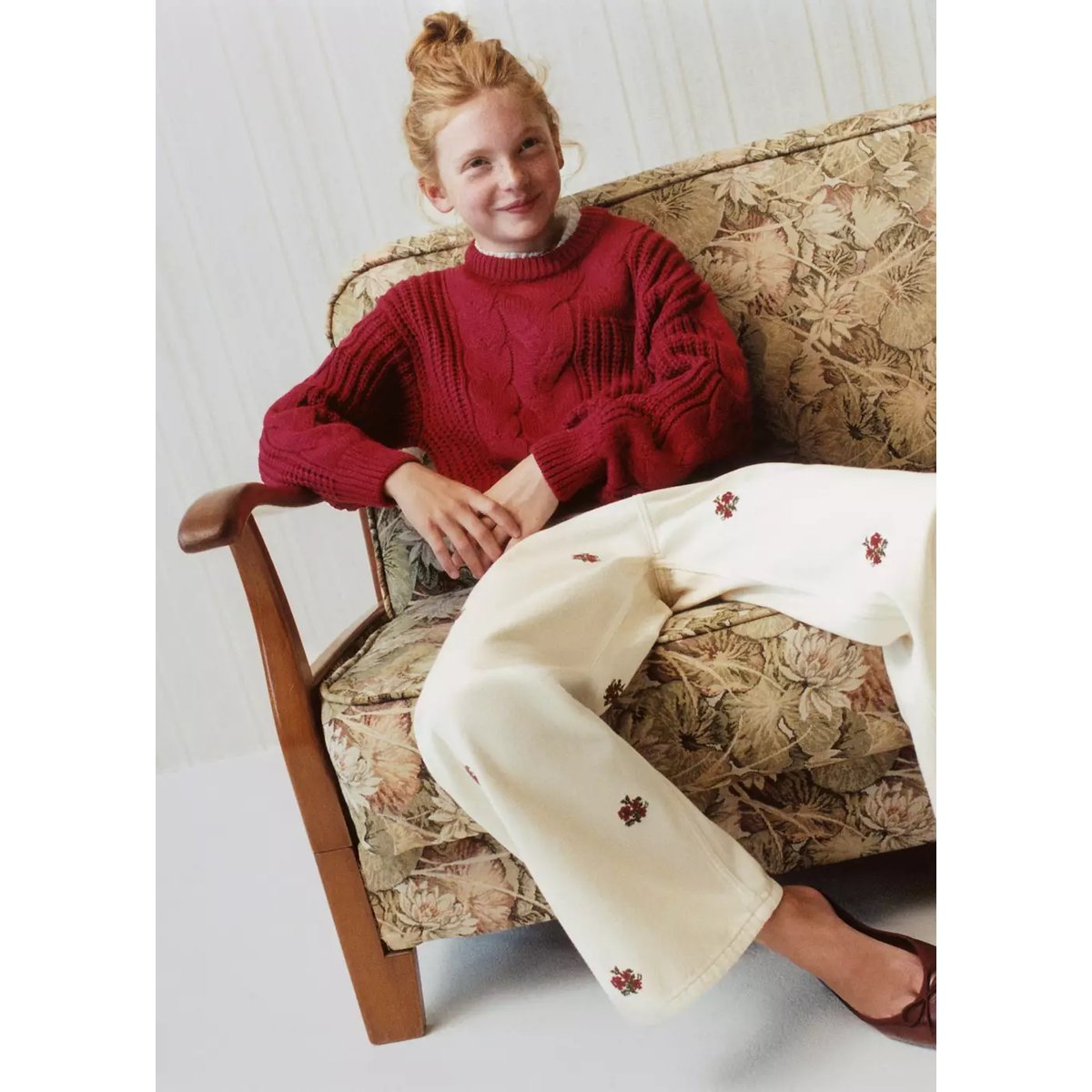 Pull-over maille tressée rouge, MANGO KIDS