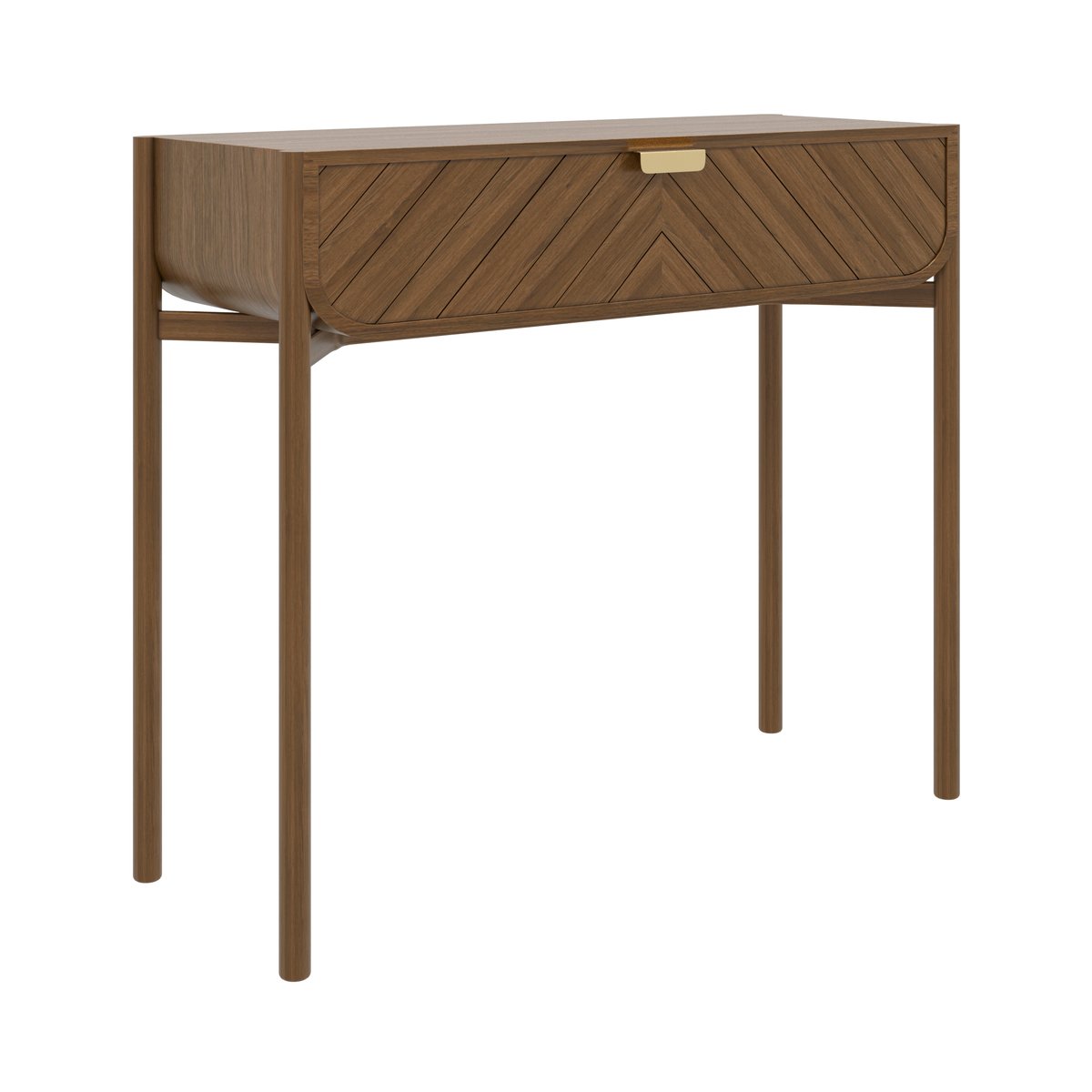 Console en chêne teinté avec 1 tiroir, poignée en laiton, MARIUS chêne teinté, HARTO