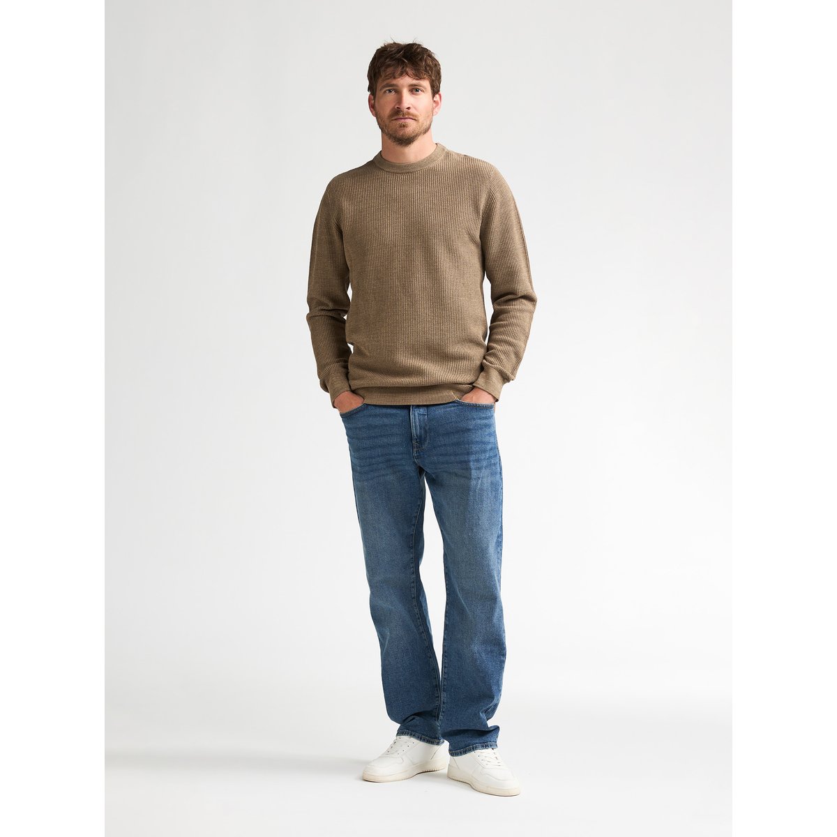 Pull en coton texturé ironstone orange oak, PETROL INDUSTRIES