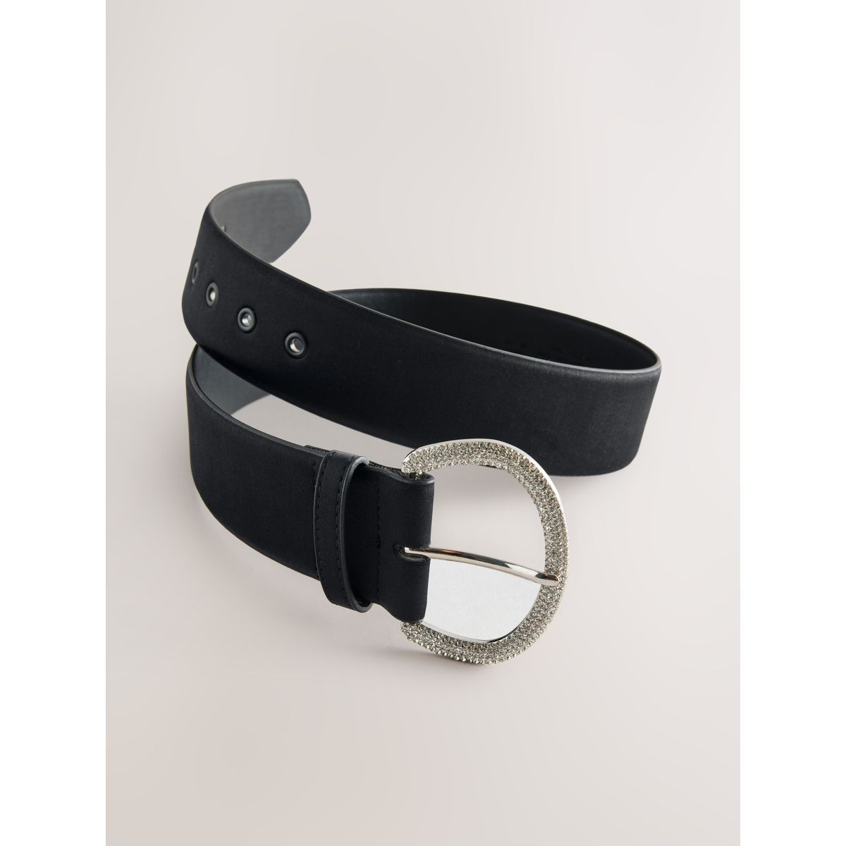 Ceinture satin avec boucle à strass noir, NEXT