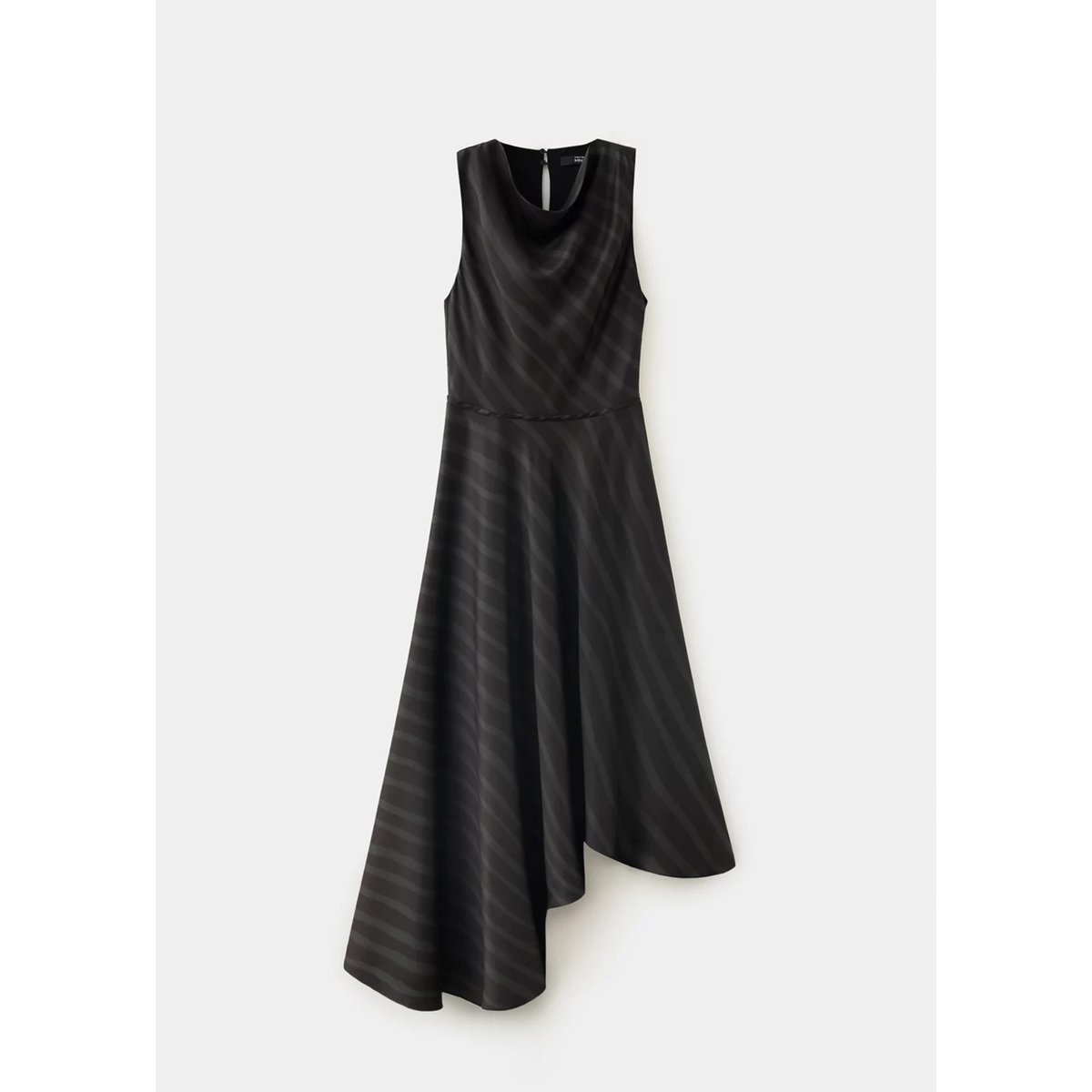 Robe à rayures bas asymétrique gris, MANGO
