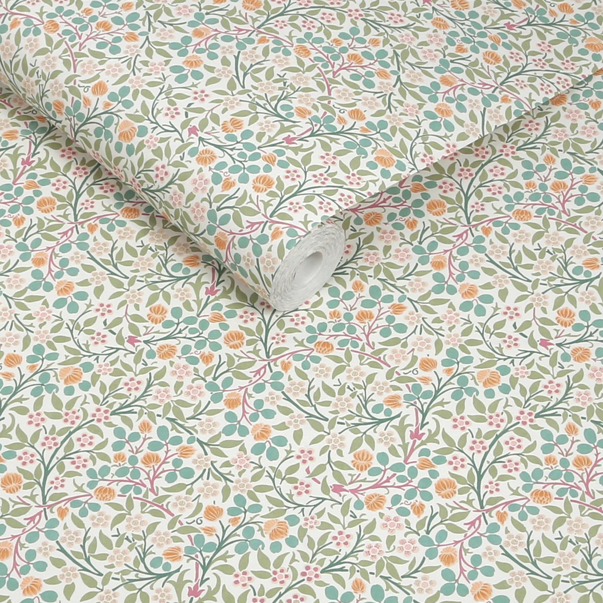 Papier peint fleuri Clover Spring Garden vert, rose, orange, WILLIAM MORRIS AT HOME