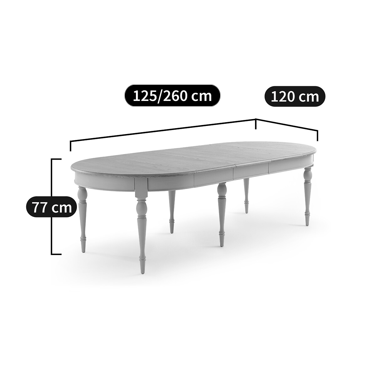 Angusta 4-12 Seater Round Extending Dining Table light blue, LA REDOUTE INTERIEURS