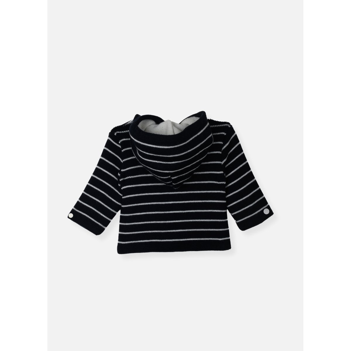 Veste en laine mélangée - Petit Marin ecru rayé marine, LA MANUFACTURE DE LAYETTE