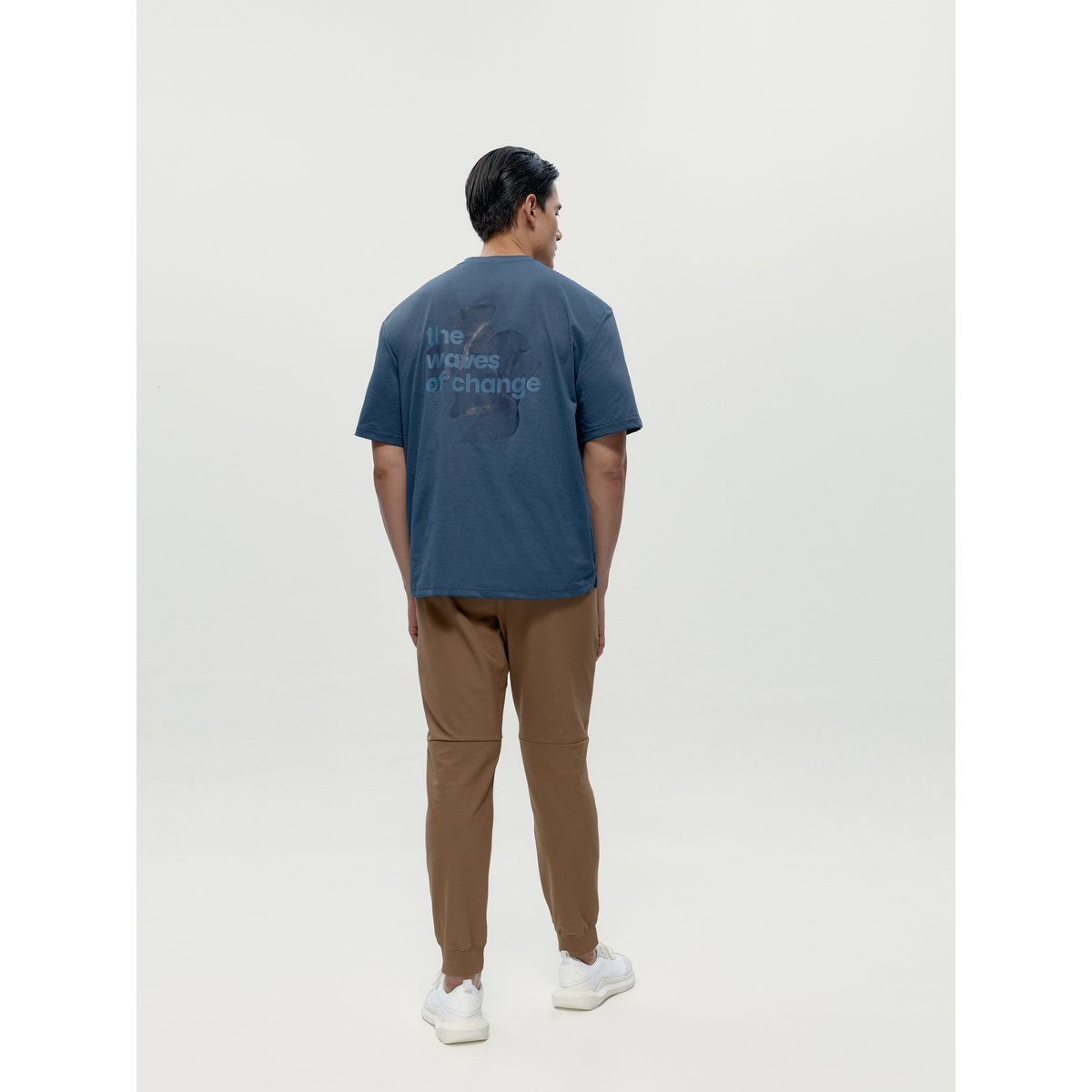 T-shirt de sport homme Fawn Manches courtes coupe oversize bleu gris tempête, BORN