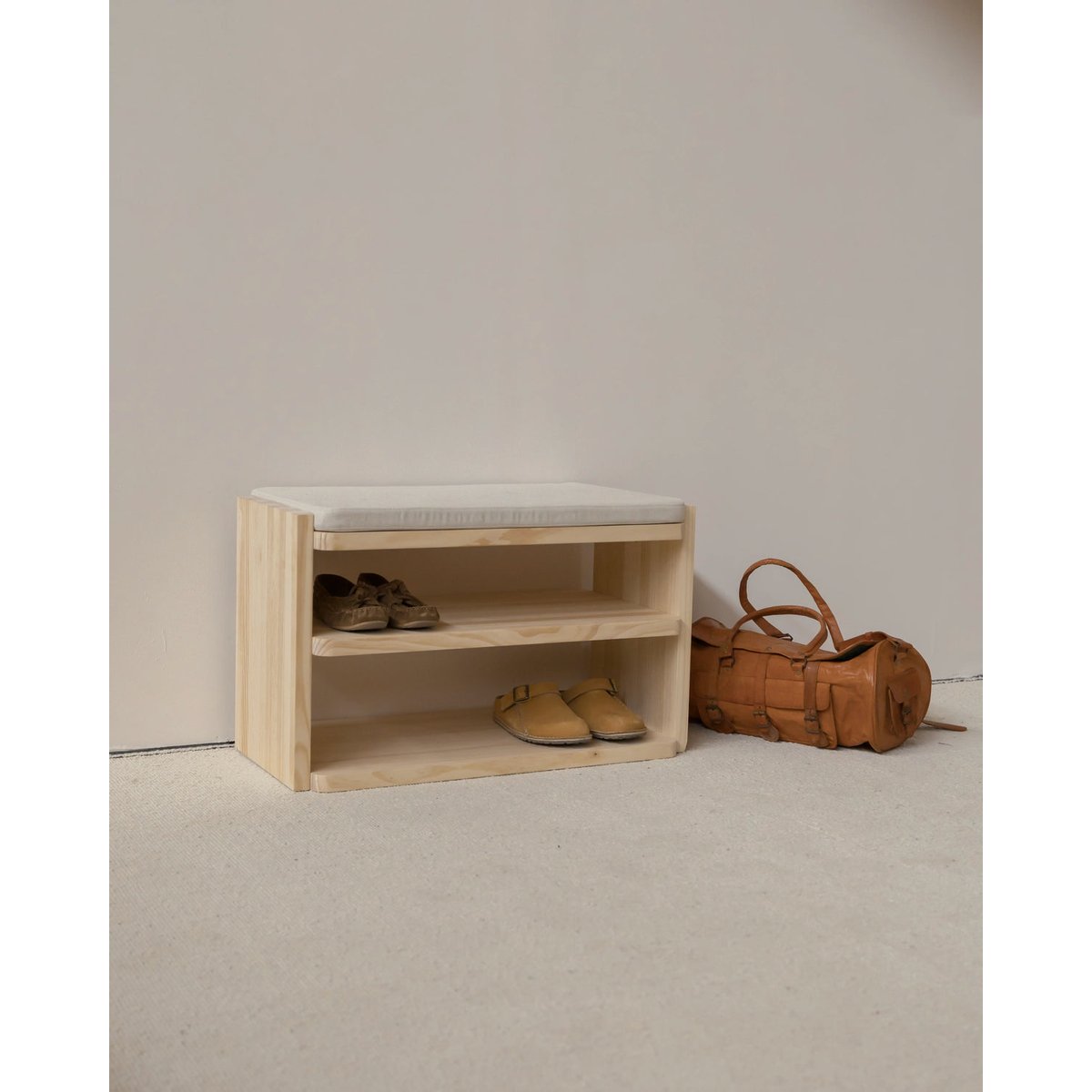 Étagère à chaussures non verni 80 cm MARIOLA bois clair, NAAN FURNITURE