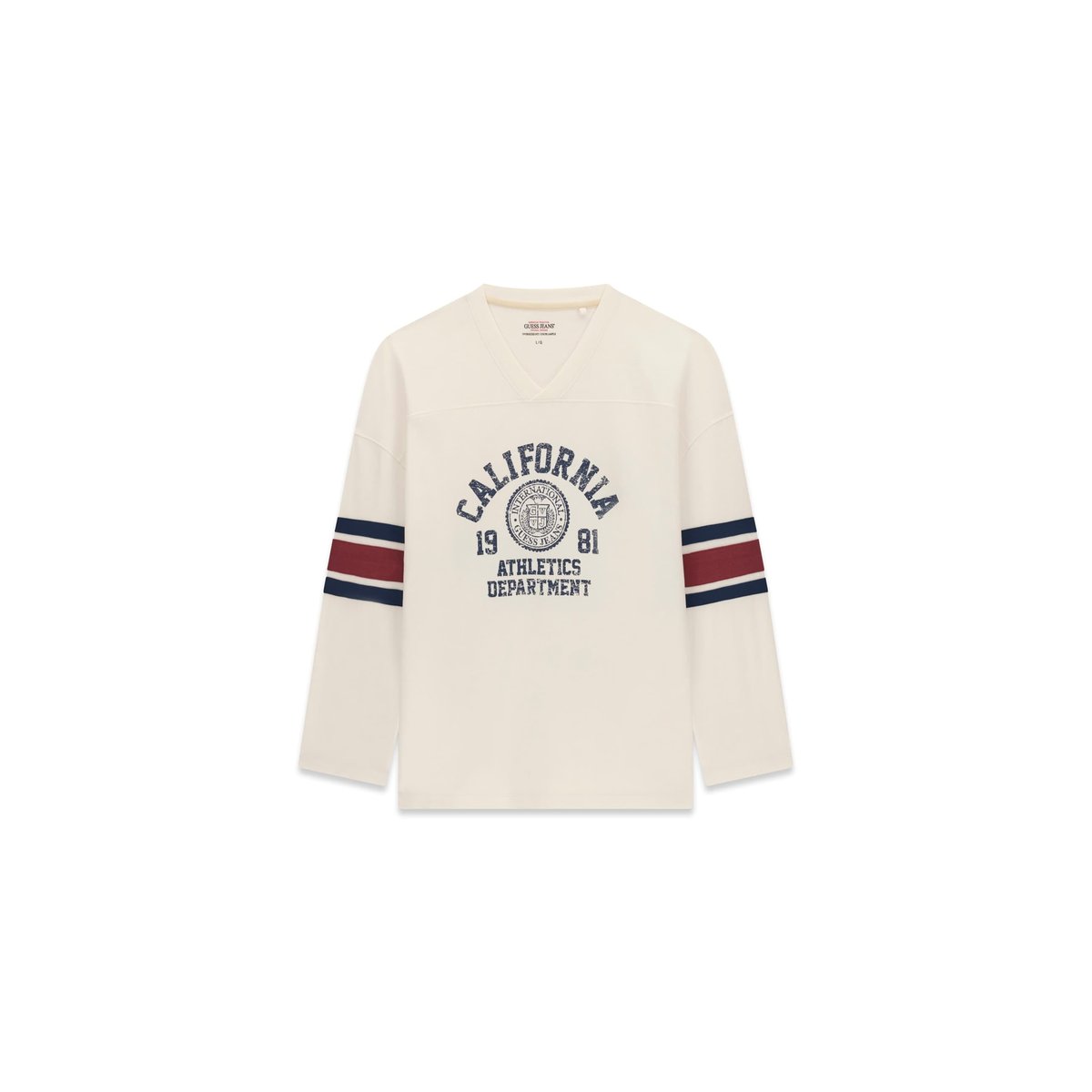 T-Shirt À Manches Longues Imprimé blanc, GUESS