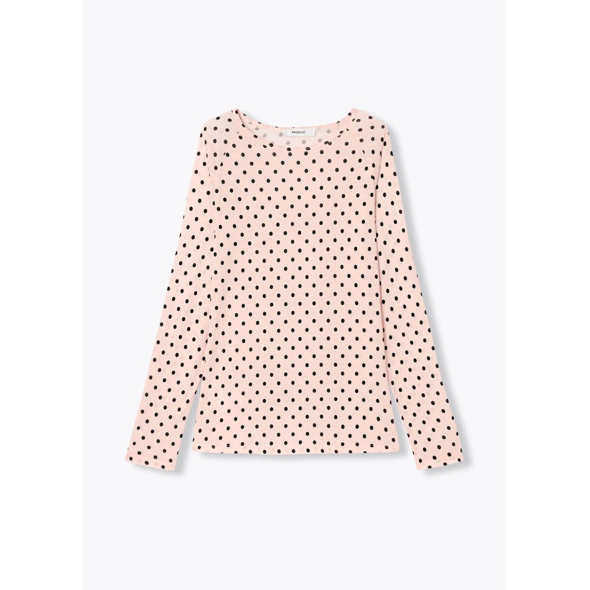 T-shirt manches longues à pois imprimé rose, PROMOD